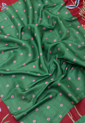 Magic Mudra Saree with Red Colour and Border With Green Shade-(SA-668)