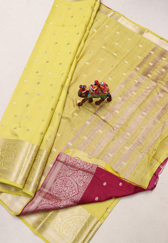 Samyoga Saree with Cream Colour and Border With Gold Shade-SA-786