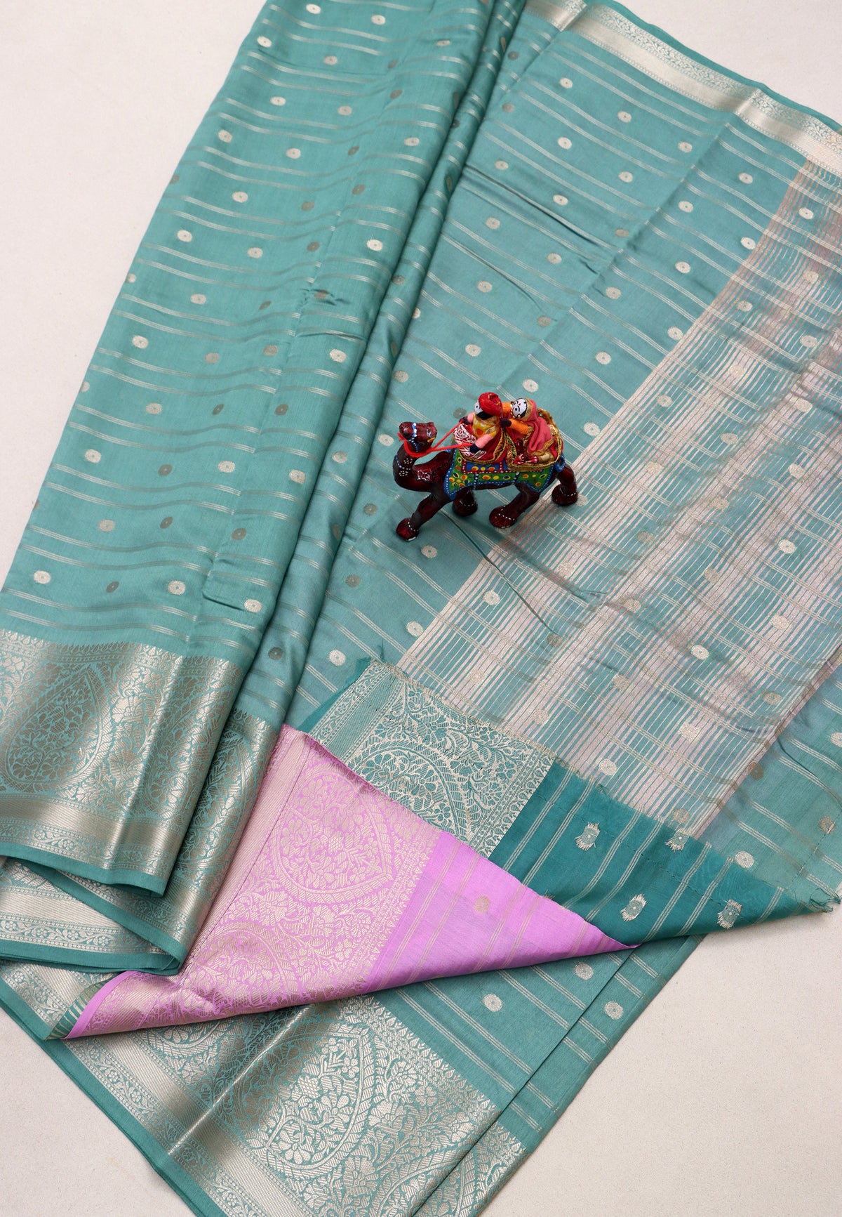 Samyoga Saree with Cream Colour and Border With Gold Shade-SA-789