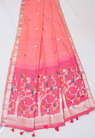 Samyoga Saree with Red Colour and Border With Gold Shade-(SA-674)