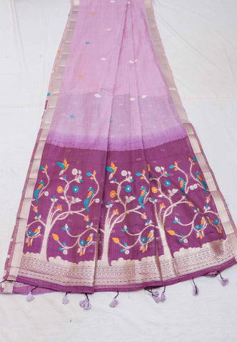 Samyoga Saree with Purple Colour and Border With Gold Shade-(SA-672)