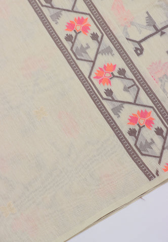 Fancy Saree With Cream Collur and Border with Brown Shade - (SA-333)