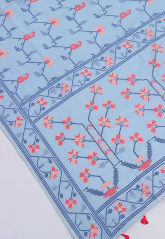 Fancy Saree With Blue Collur and Border with Blue Shade - (SA-334)