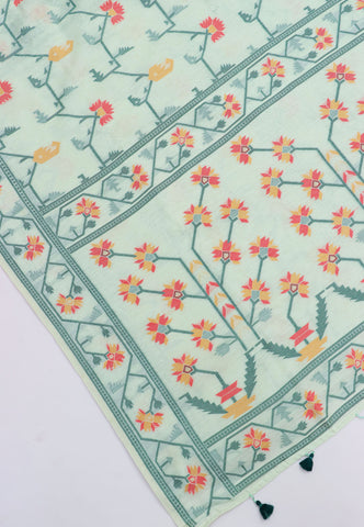 Fancy Saree With Cream Collur and Border with Green Shade - (SA-335)