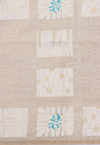 Fancy Saree With Cream Collur and Border with Green Shade - (SA-338)