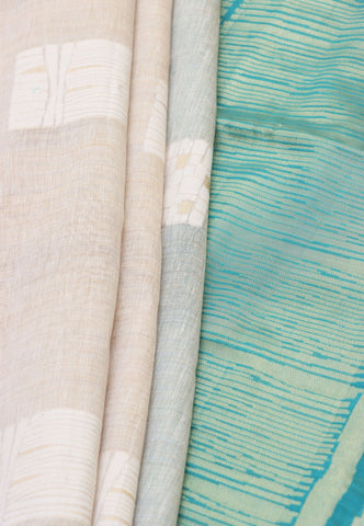 Fancy Saree With Cream Collur and Border with Green Shade - (SA-338)