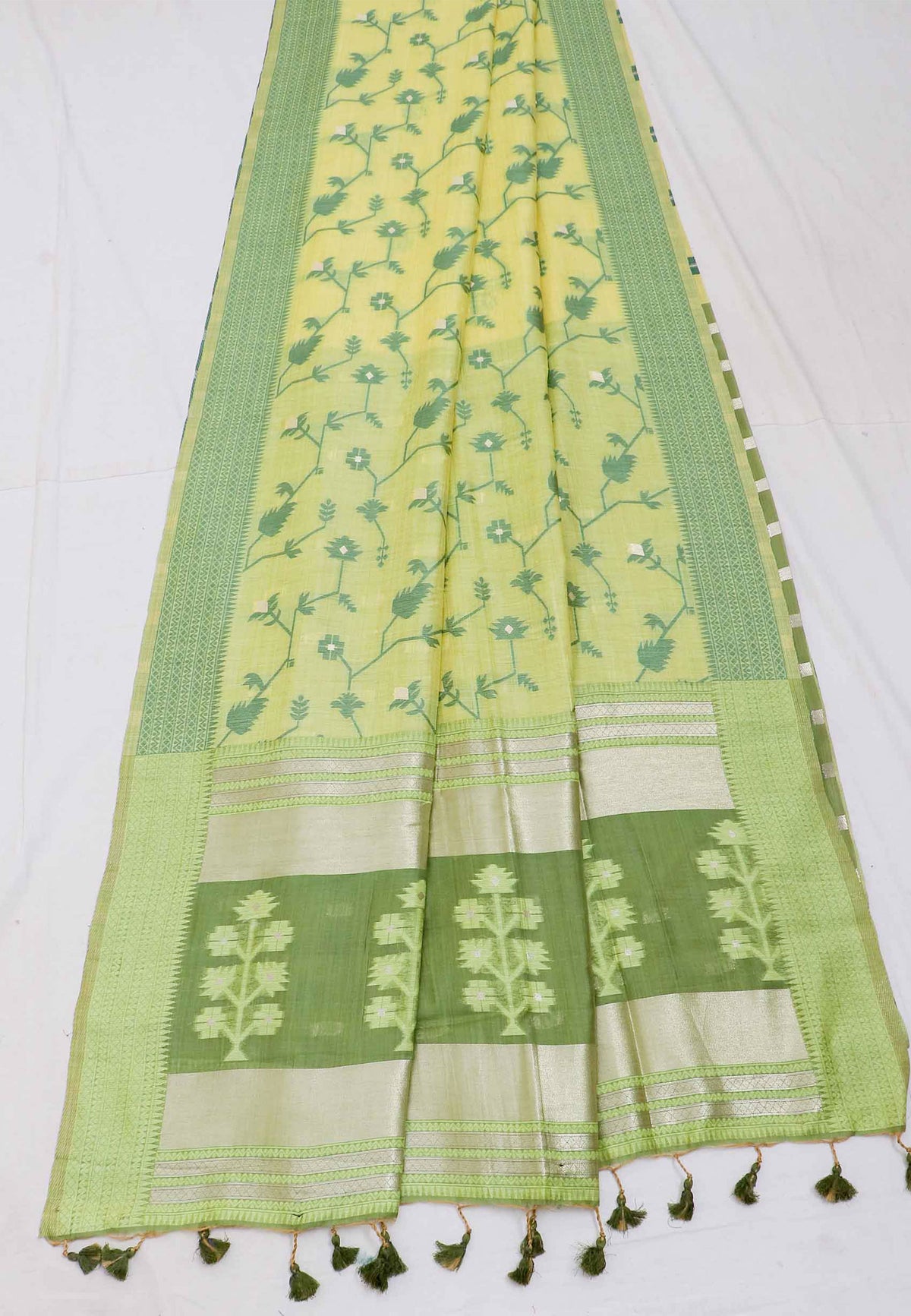 Samyoga Saree with Green Colour and Border With Green Shade-(SA-676)