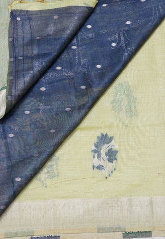 Samyoga Saree with Yellow Colour and Border With Silver Shade-(SA-681)