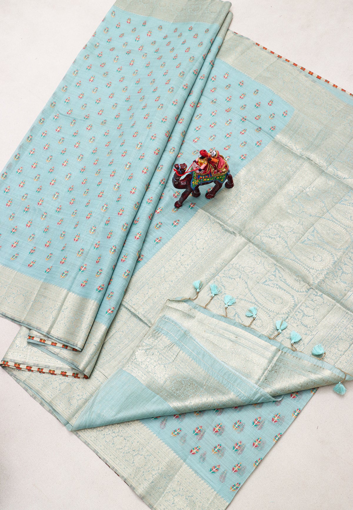 Samyoga Saree with Cream Colour and Border With Gold Shade- SA-803