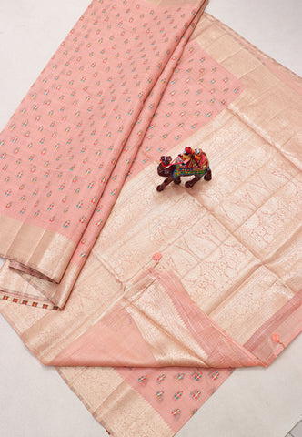 Samyoga Saree with Cream Colour and Border With Gold Shade- SA-805