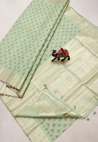 Samyoga Saree with Cream Colour and Border With Gold Shade- SA-806