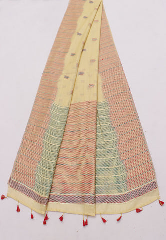Samyoga Saree with Cream Colour and Border With Gold Shade-SA-828