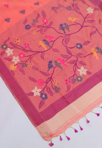 Fancy Saree With Red Collur and Border with Gold Shade - (SA-346)