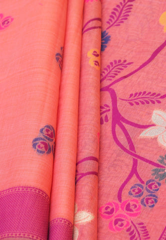 Fancy Saree With Red Collur and Border with Gold Shade - (SA-346)