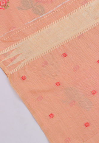 Fancy Saree With Orange Collur and Border with Gold Shade - (SA-341)