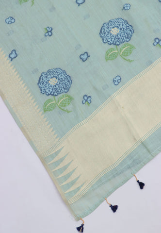 Fancy Saree With Green Collur and Border with Gold Shade - (SA-342)