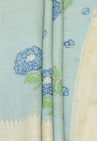 Fancy Saree With Green Collur and Border with Gold Shade - (SA-342)