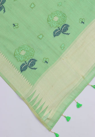 Fancy Saree With Green Collur and Border with Gold Shade - (SA-344)