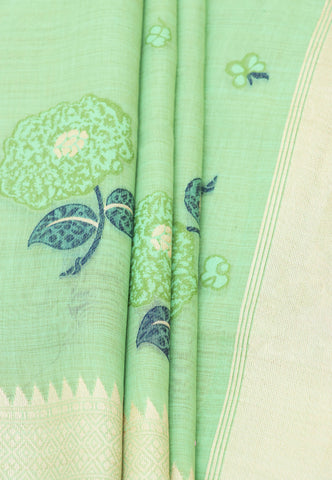 Fancy Saree With Green Collur and Border with Gold Shade - (SA-344)