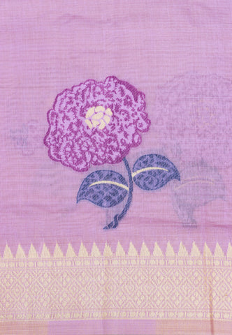 Fancy Saree With Purple Collur and Border with Gold Shade - (SA-340)