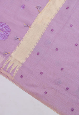 Fancy Saree With Purple Collur and Border with Gold Shade - (SA-340)