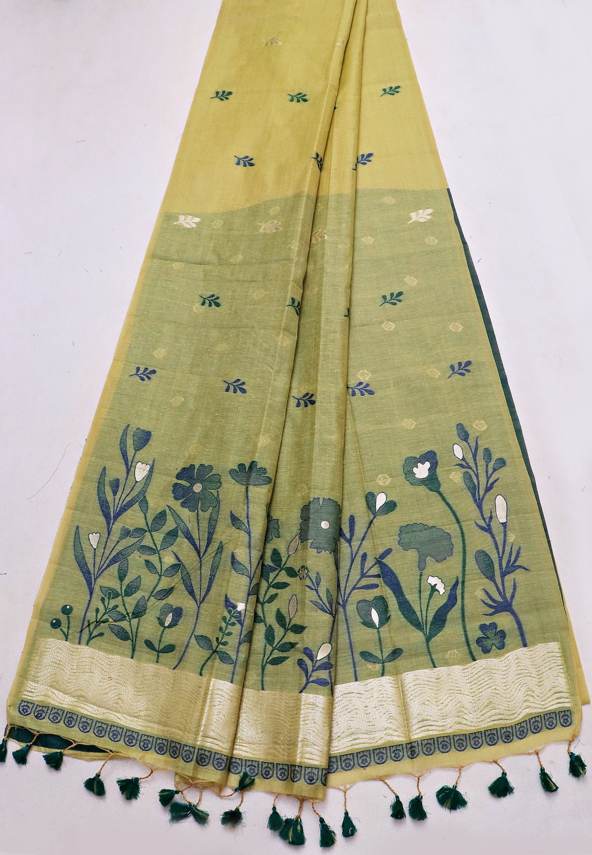 Samyoga Saree with Cream Colour and Border With Gold Shade-SA-826