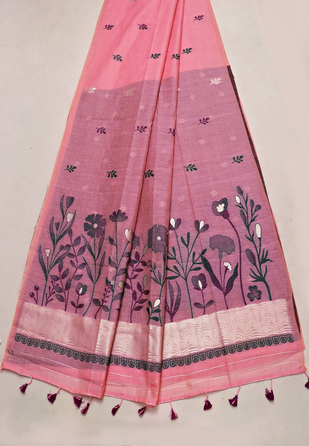 Samyoga Saree with Cream Colour and Border With Gold Shade-SA-824
