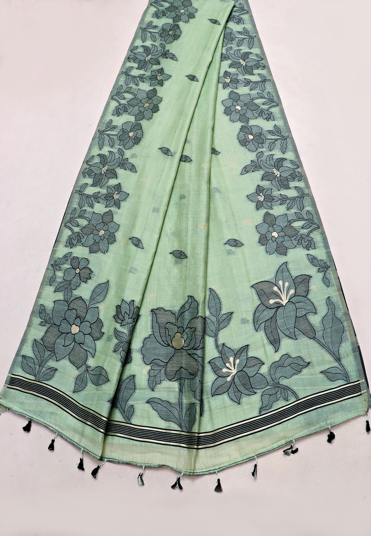Samyoga Saree with Cream Colour and Border With Gold Shade-SA-844