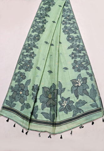 Samyoga Saree with Cream Colour and Border With Gold Shade-SA-844