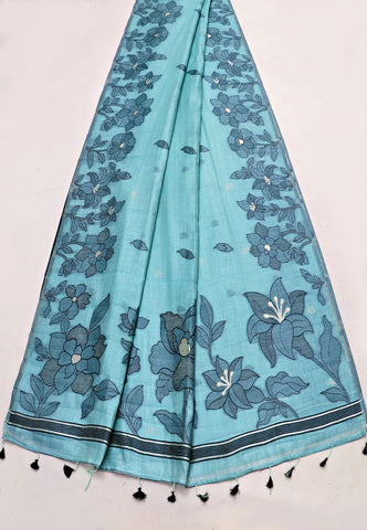 Samyoga Saree with Cream Colour and Border With Gold Shade-SA-843