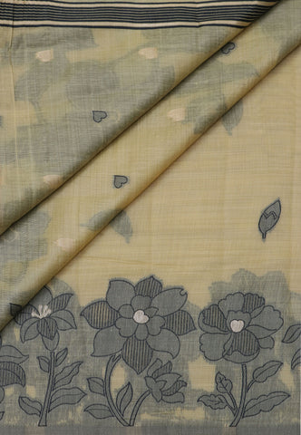 Samyoga Saree with Cream Colour and Border With Gold Shade-SA-842