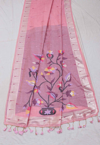Samyoga Saree with Pink Colour and Border With Silver Shade-(SA-685)