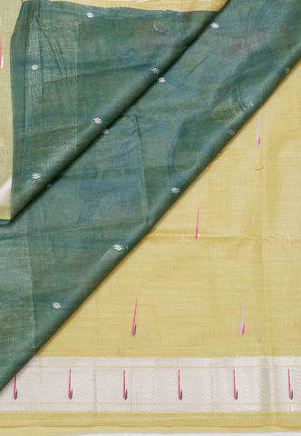 Samyoga Saree with Green Colour and Border With Silver Shade-(SA-686)