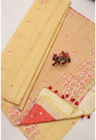 Samyoga Saree with Cream Colour and Border With Gold Shade-SA-795