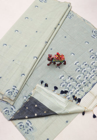 Samyoga Saree with Cream Colour and Border With Gold Shade-SA-797