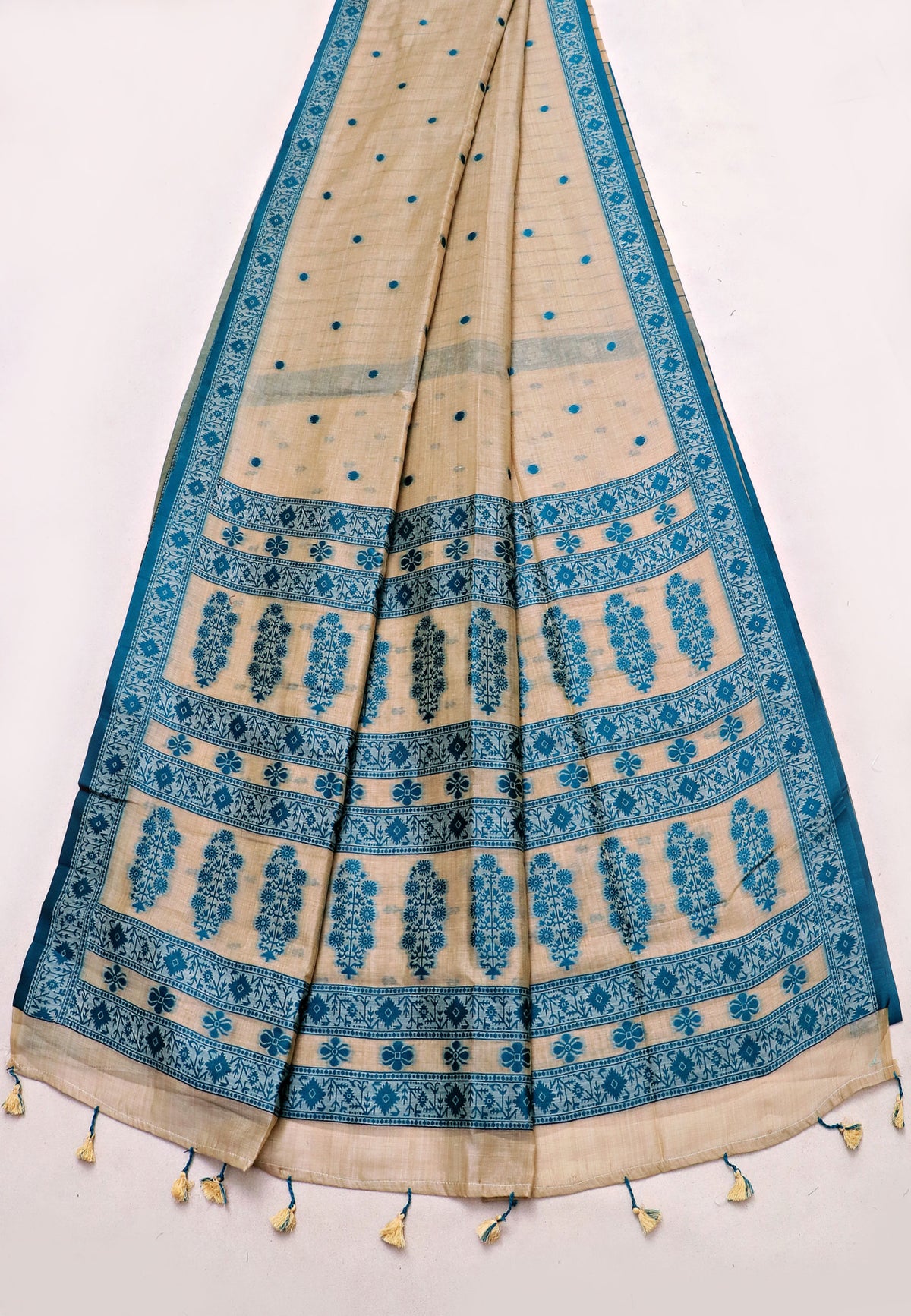Samyoga Saree with Cream Colour and Border With Gold Shade-SA-815