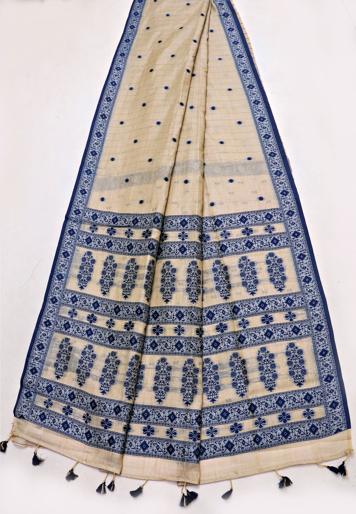 Samyoga Saree with Cream Colour and Border With Gold Shade-SA-814