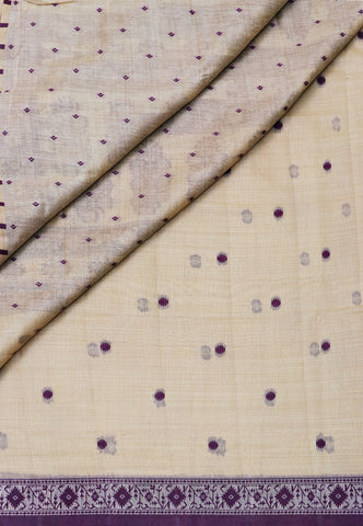 Samyoga Saree with Cream Colour and Border With Gold Shade-SA-813