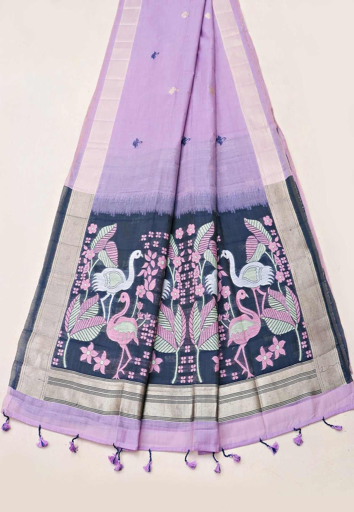 Samyoga Saree with Cream Colour and Border With Gold Shade-SA-851