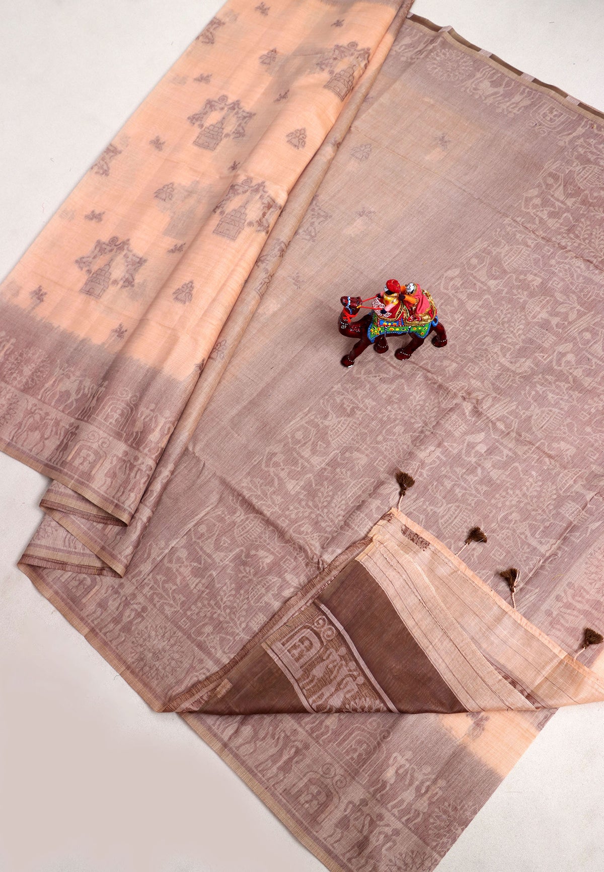 Samyoga Saree with Orange Colour and Border With Brown Shade-(SA-779)