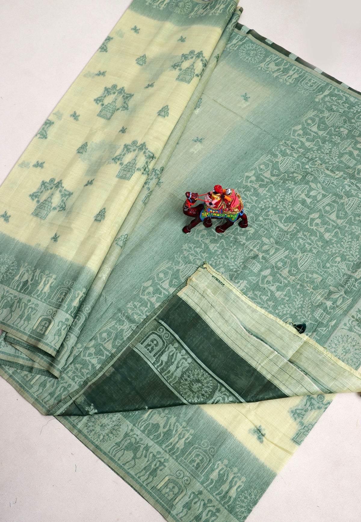 Samyoga Saree with Green Colour and Border With Green Shade-(SA-780)