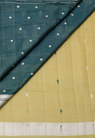 Samyoga Saree with Cream Colour and Border With Gold Shade-SA-817