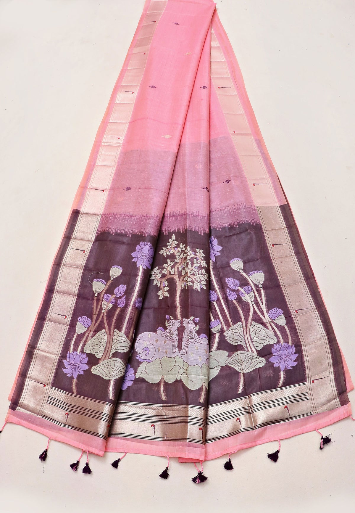 Samyoga Saree with Cream Colour and Border With Gold Shade-SA-816