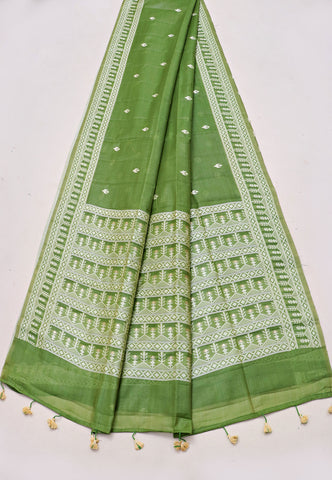 Samyoga Saree with Cream Colour and Border With Gold Shade-SA-847