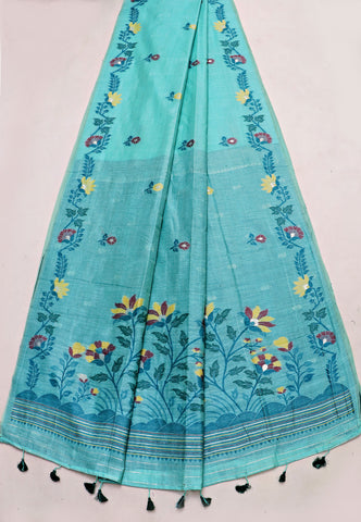 Samyoga Saree with Cream Colour and Border With Gold Shade-SA-839
