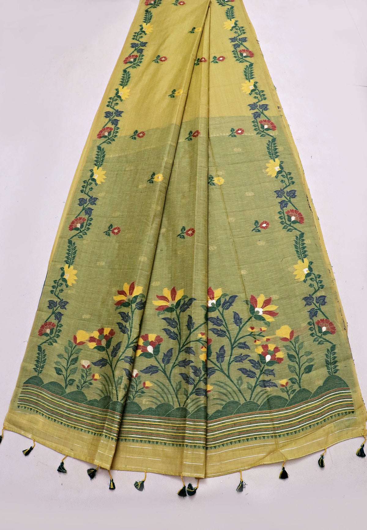 Samyoga Saree with Cream Colour and Border With Gold Shade-SA-837