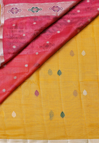 Samyoga Saree with Cream Colour and Border With Gold Shade-SA-864