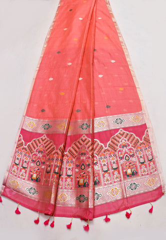 Samyoga Saree with Cream Colour and Border With Gold Shade-SA-863