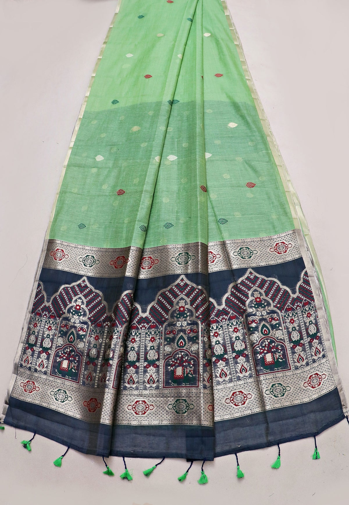 Samyoga Saree with Cream Colour and Border With Gold Shade-SA-861