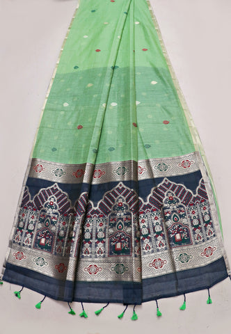 Samyoga Saree with Cream Colour and Border With Gold Shade-SA-861